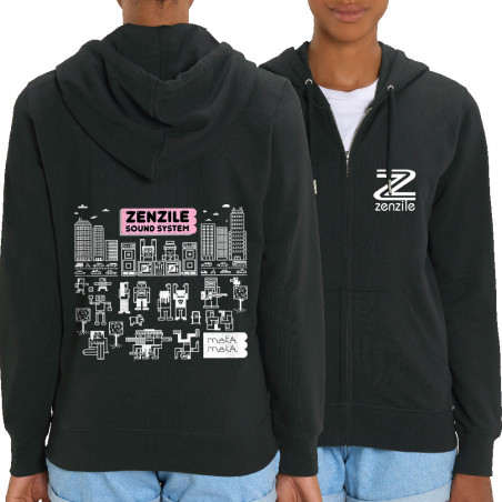 Sweat femme zippé à capuche coton bio noir Zenzile - Meta Meta (Zenzile)