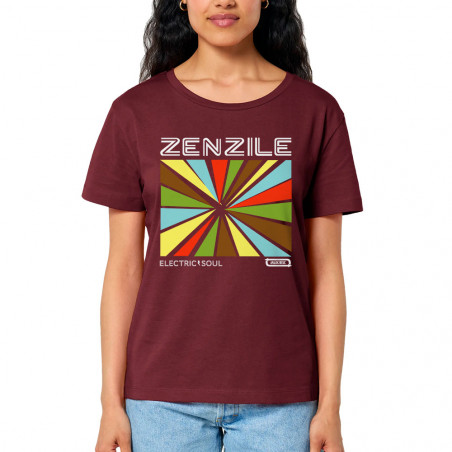 T-shirt femme col large coton bio bordeaux Zenzile - Electric Soul (Zenzile)