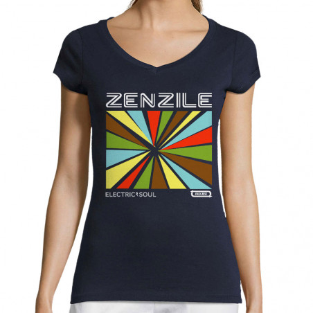 T-shirt femme col V bleu marine Zenzile - Electric Soul (Zenzile)