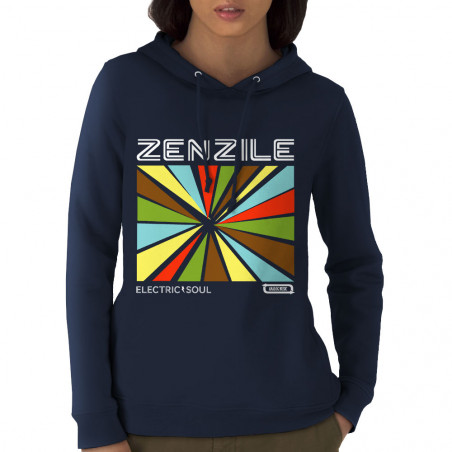 Sweat femme à capuche coton bio bleu marine Zenzile - Electric Soul (Zenzile)