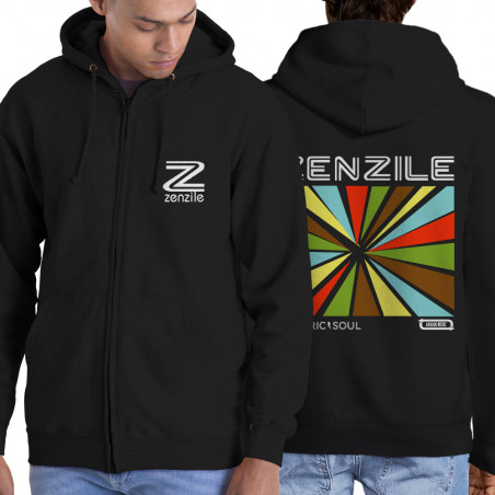 Sweat homme à capuche zippé noir Zenzile - Electric Soul (Zenzile)