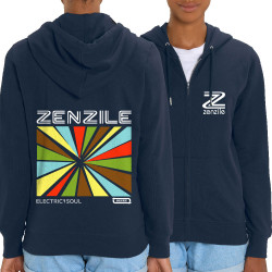 Sweat femme zippé à capuche coton bio bleu marine Zenzile - Electric Soul (Zenzile)