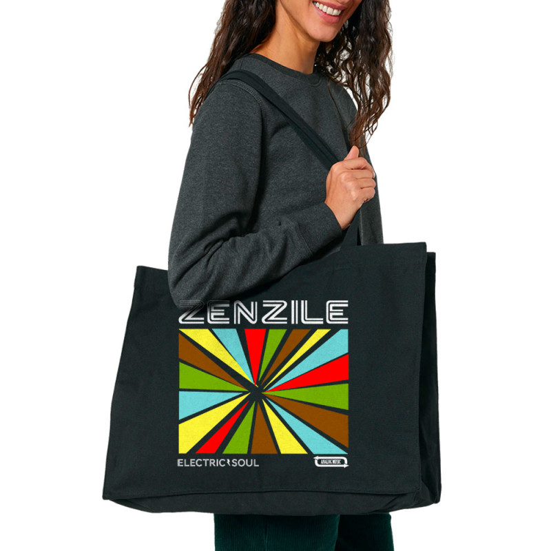 Grand sac shopping en toile recyclé noir Zenzile - Electric Soul (Zenzile)