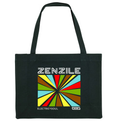 Grand sac shopping en toile recyclé noir Zenzile - Electric Soul (Zenzile)