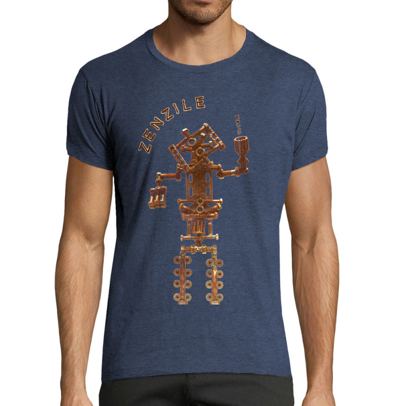 T-shirt homme fit bleu denim chiné Zenzile - Totem (Zenzile)