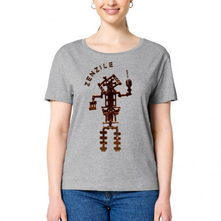 T-shirt femme col large coton bio gris chiné Zenzile - Totem (Zenzile)