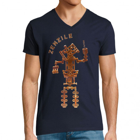 T-shirt homme col V bleu marine Zenzile - Totem (Zenzile)
