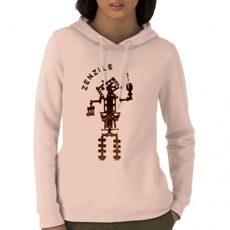 Sweat femme à capuche coton bio rose clair Zenzile - Totem (Zenzile)