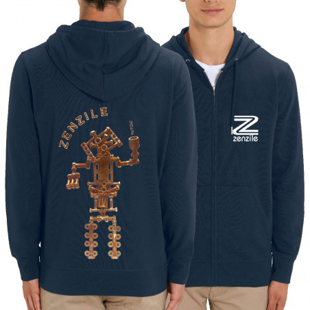 Sweat homme zippé à capuche coton bio bleu marine Zenzile - Totem (Zenzile)