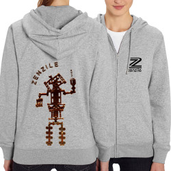 Sweat femme zippé à capuche coton bio gris chiné Zenzile - Totem (Zenzile)
