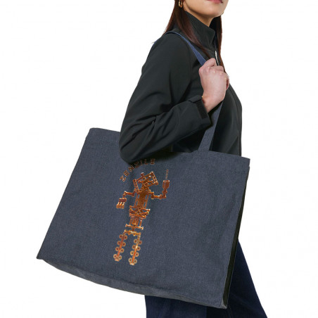 Grand sac shopping en toile recyclé midnight blue Zenzile - Totem (Zenzile)