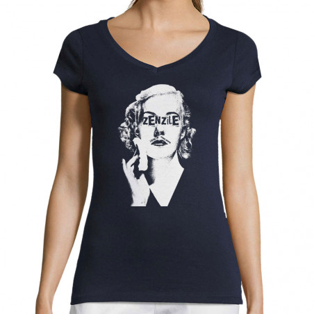 T-shirt femme col V bleu marine Zenzile - Monochrome (Zenzile)