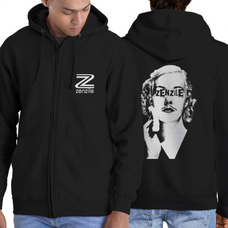 Sweat homme à capuche zippé noir Zenzile - Monochrome (Zenzile)