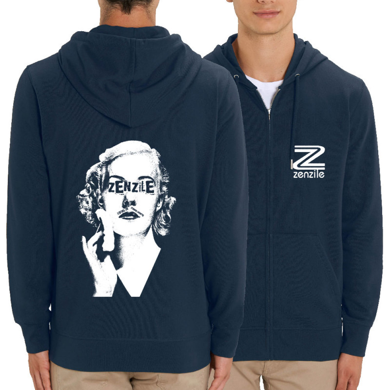 Sweat homme zippé à capuche coton bio bleu marine Zenzile - Monochrome (Zenzile)