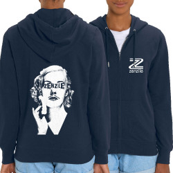 Sweat femme zippé à capuche coton bio bleu marine Zenzile - Monochrome (Zenzile)