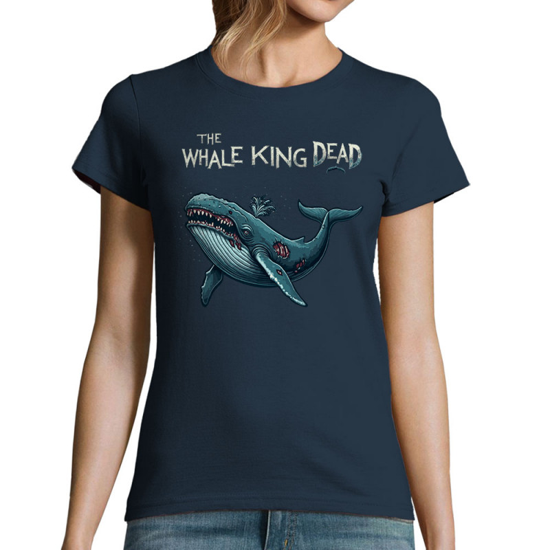 T-shirt femme bleu marine The Whale King Dead (Zewa,Animaux)