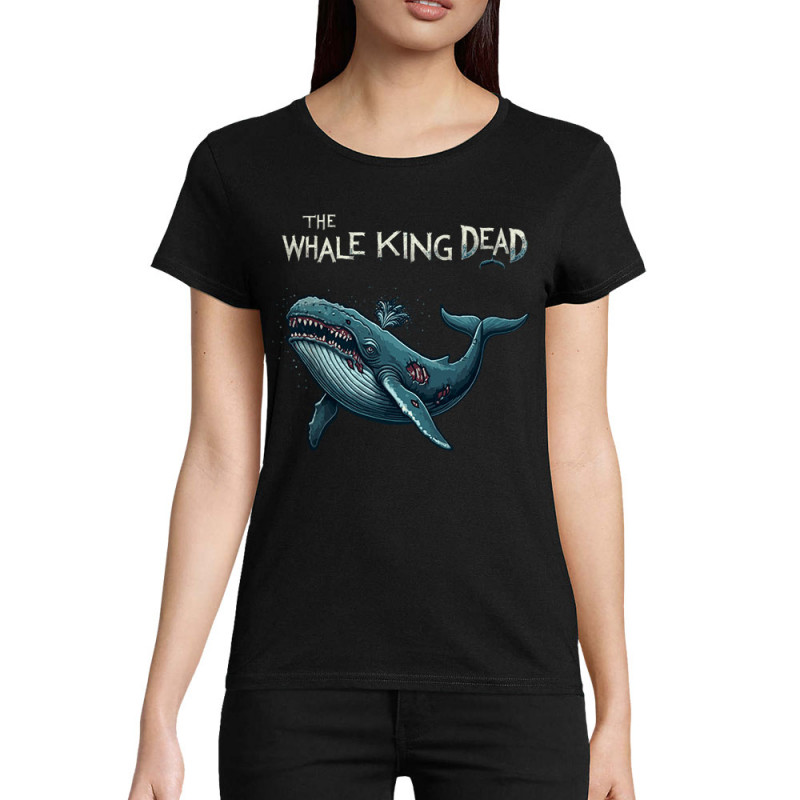 T-shirt femme coton bio noir The Whale King Dead (Zewa,Animaux)