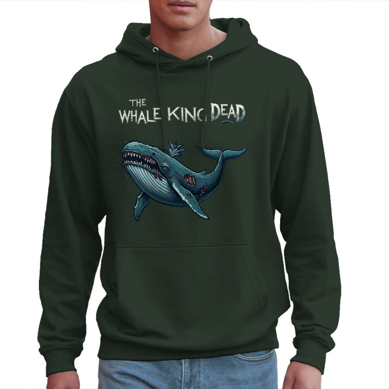 Sweat homme à capuche vert foncé The Whale King Dead (Zewa,Animaux)