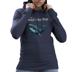 Sweat femme à capuche bleu marine The Whale King Dead (Zewa,Animaux)