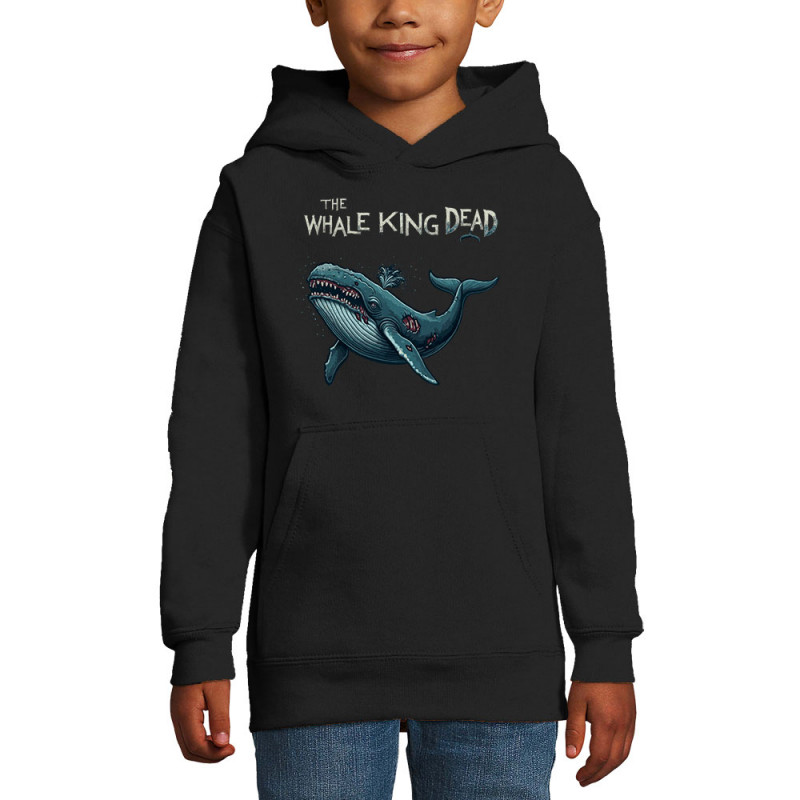 Sweat enfant à capuche noir The Whale King Dead (Zewa,Animaux)