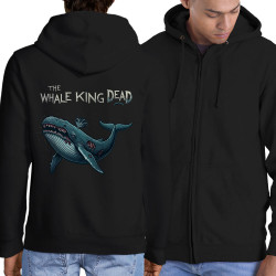 Sweat homme à capuche zippé noir The Whale King Dead (Zewa,Animaux)