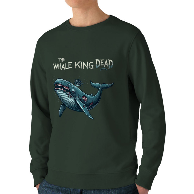 Sweat homme bio col rond vert foncé The Whale King Dead (Zewa,Animaux)
