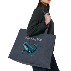 Grand sac shopping en toile recyclé midnight blue The Whale King Dead (Zewa,Animaux)