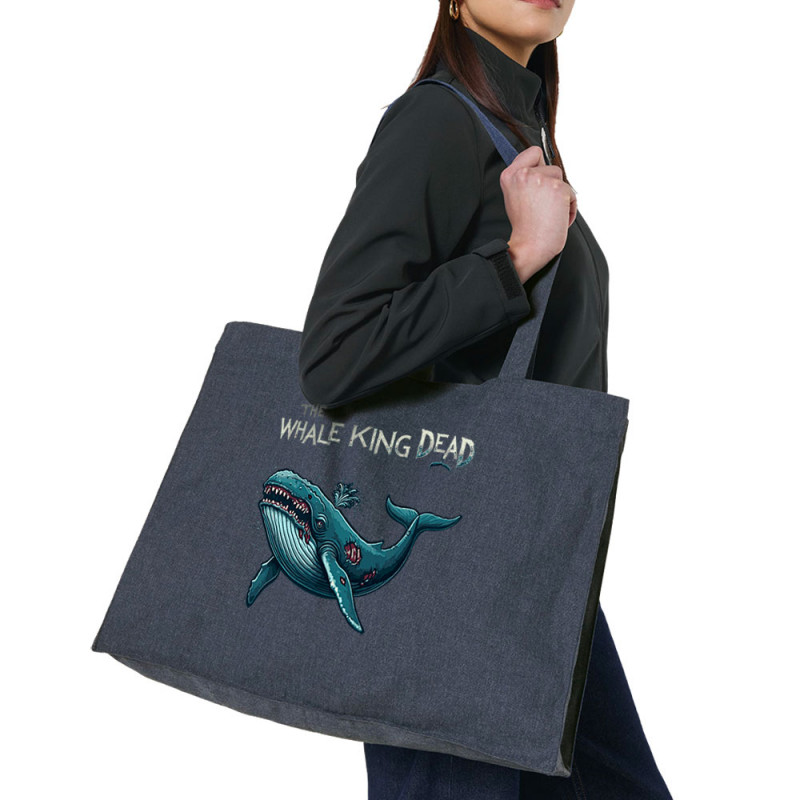 Grand sac shopping en toile recyclé midnight blue The Whale King Dead (Zewa,Animaux)