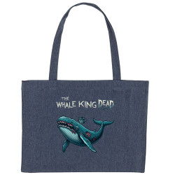 Grand sac shopping en toile recyclé midnight blue The Whale King Dead (Zewa,Animaux)