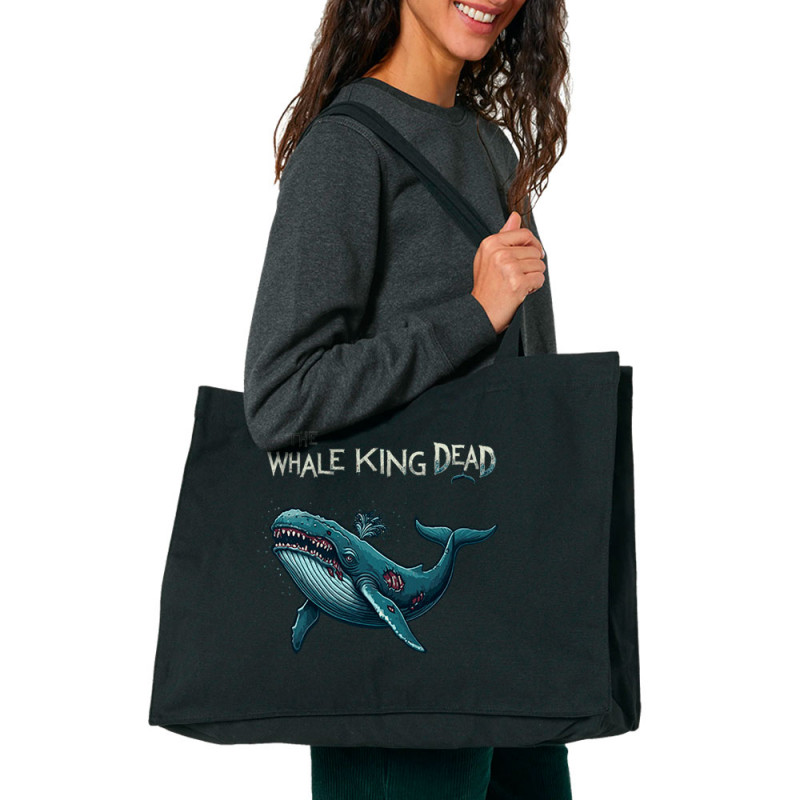 Grand sac shopping en toile recyclé noir The Whale King Dead (Zewa,Animaux)