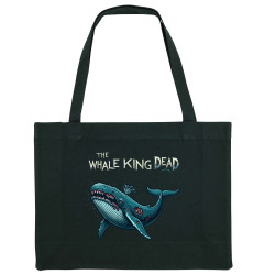 Grand sac shopping en toile recyclé noir The Whale King Dead (Zewa,Animaux)