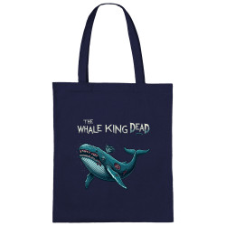 Sac shopping en toile bleu marine The Whale King Dead (Zewa,Animaux)