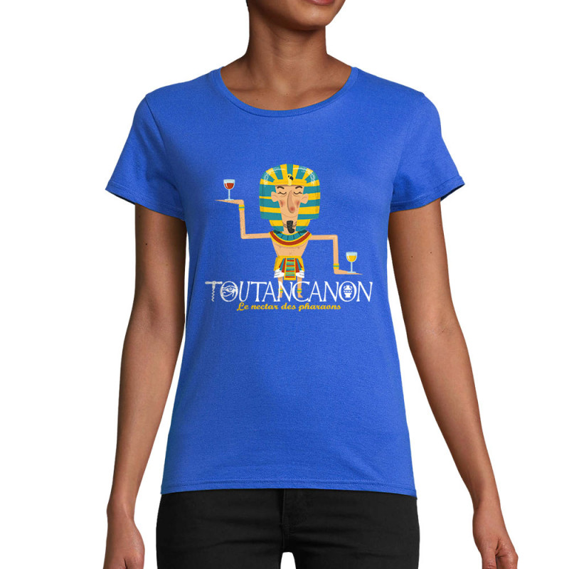 T-shirt femme coton bio bleu royal Toutancanon (Andy,Alcool)