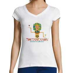 T-shirt femme col V blanc Toutancanon (Andy,Alcool)