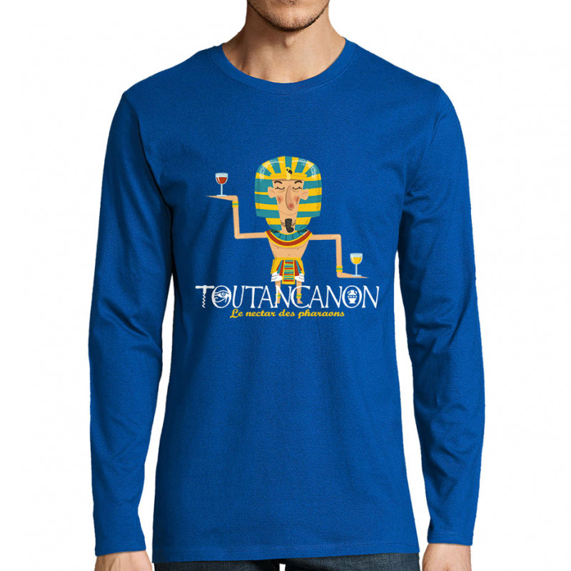T-shirt homme manches longues bleu royal Toutancanon (Andy,Alcool)