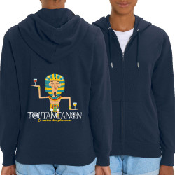 Sweat femme zippé à capuche coton bio bleu marine Toutancanon (Andy,Alcool)