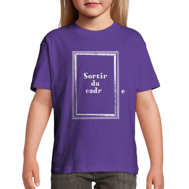 T-shirt enfant violet foncé Sortir du cadre (Gondrax,Slogans Débiles)