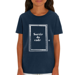 T-shirt enfant coton bio bleu marine Sortir du cadre (Gondrax,Slogans Débiles)