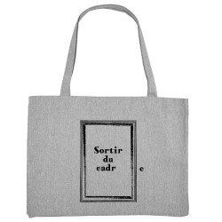Grand sac shopping en toile recyclé gris chiné Sortir du cadre (Gondrax,Slogans Débiles)