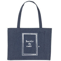 Grand sac shopping en toile recyclé midnight blue Sortir du cadre (Gondrax,Slogans Débiles)