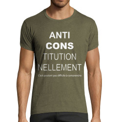 T-shirt homme fit kaki chiné AntiCONStitutionnellement (Gondrax,Slogans Débiles,Slogans engagés)