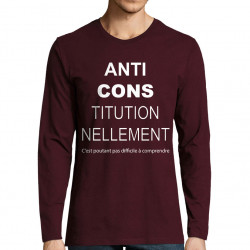 T-shirt homme manches longues bordeaux AntiCONStitutionnellement (Gondrax,Slogans Débiles,Slogans engagés)