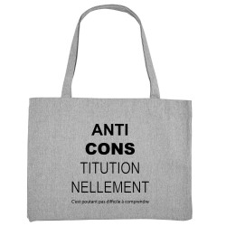 Grand sac shopping en toile recyclé gris chiné AntiCONStitutionnellement (Gondrax,Slogans Débiles,Slogans engagés)