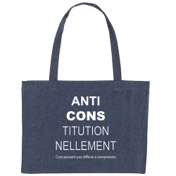 Grand sac shopping en toile recyclé midnight blue AntiCONStitutionnellement (Gondrax,Slogans Débiles,Slogans engagés)