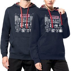 Sweat capuche à motifs unisexe bleu marine et rouge tartan Zenzile - Meta Meta (Zenzile)