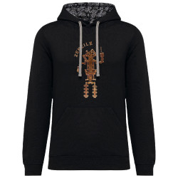 Sweat capuche à motifs unisexe noir et têtes de mort mexicaines Zenzile - Totem (Zenzile)