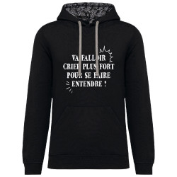 Sweat capuche à motifs unisexe noir et têtes de mort mexicaines Va falloir crier plus fort (Gondrax,Slogans Débiles,Slogans enga