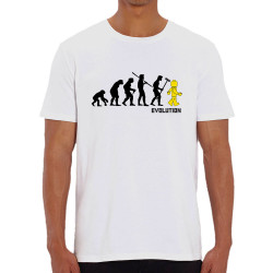 T-shirt homme coton bio blanc Evolution Légo (Gondrax,Humour,Evolution)
