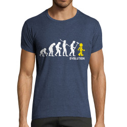 T-shirt homme fit bleu denim chiné Evolution Légo (Gondrax,Humour,Evolution)
