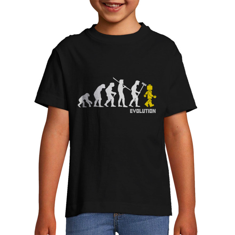 T-shirt enfant noir Evolution Légo (Gondrax,Humour,Evolution)
